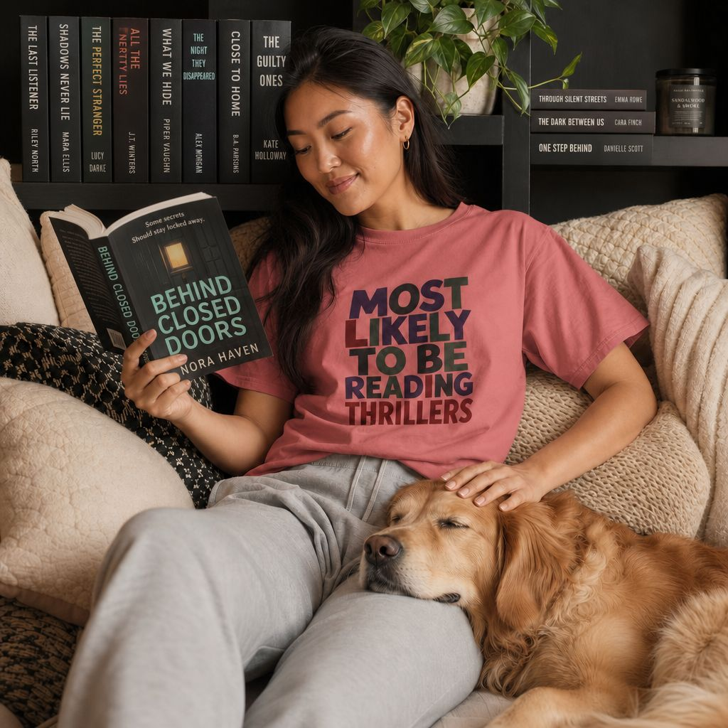 “Most Likely to Be Reading Thrillers” Graphic T-shirt