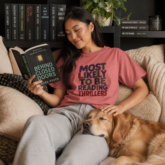 “Most Likely to Be Reading Thrillers” Graphic T-shirt