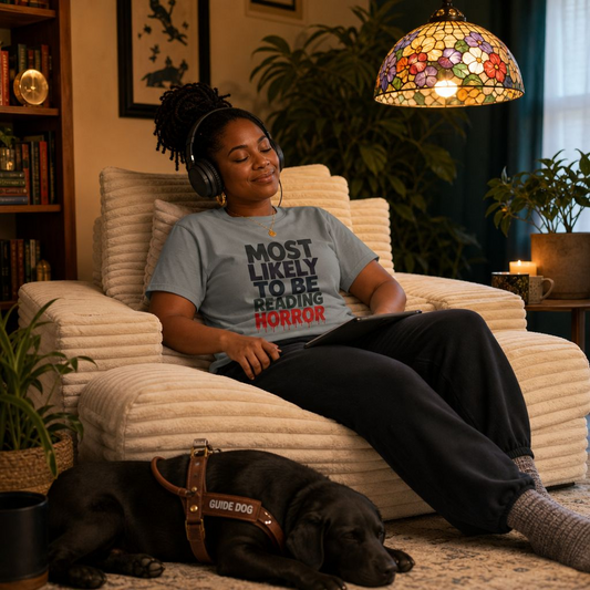 Horror Reader T-Shirt — "Most Likely to Be Reading Horror" Graphic Tee