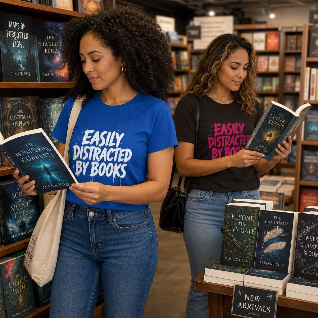 Lightweight Fabric - "Easily Distracted by Books" T‑Shirt