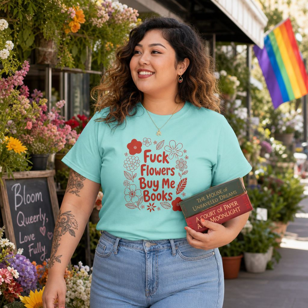 “Fuck Flowers Buy Me Books” Floral Graphic Tee