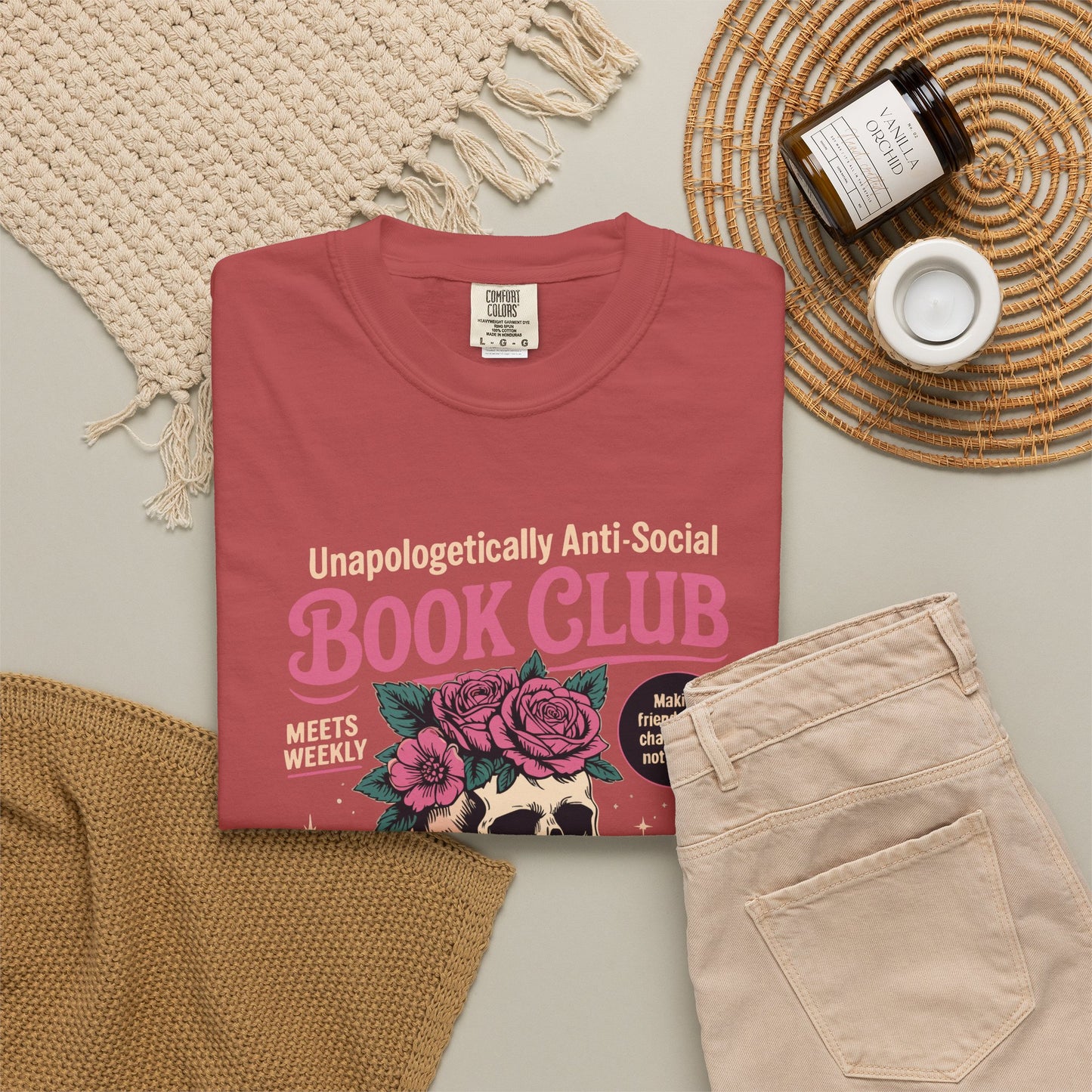 "Unapologetically Anti-Social Book Club" T-Shirt — Skull & Books Graphic Tee for Avid Readers