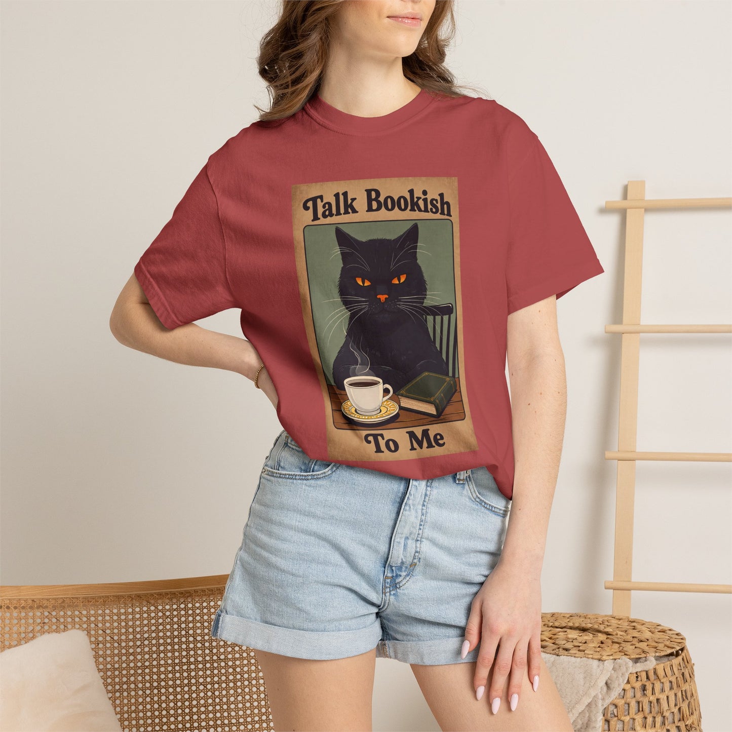 "Talk Bookish To Me" Cat T-Shirt