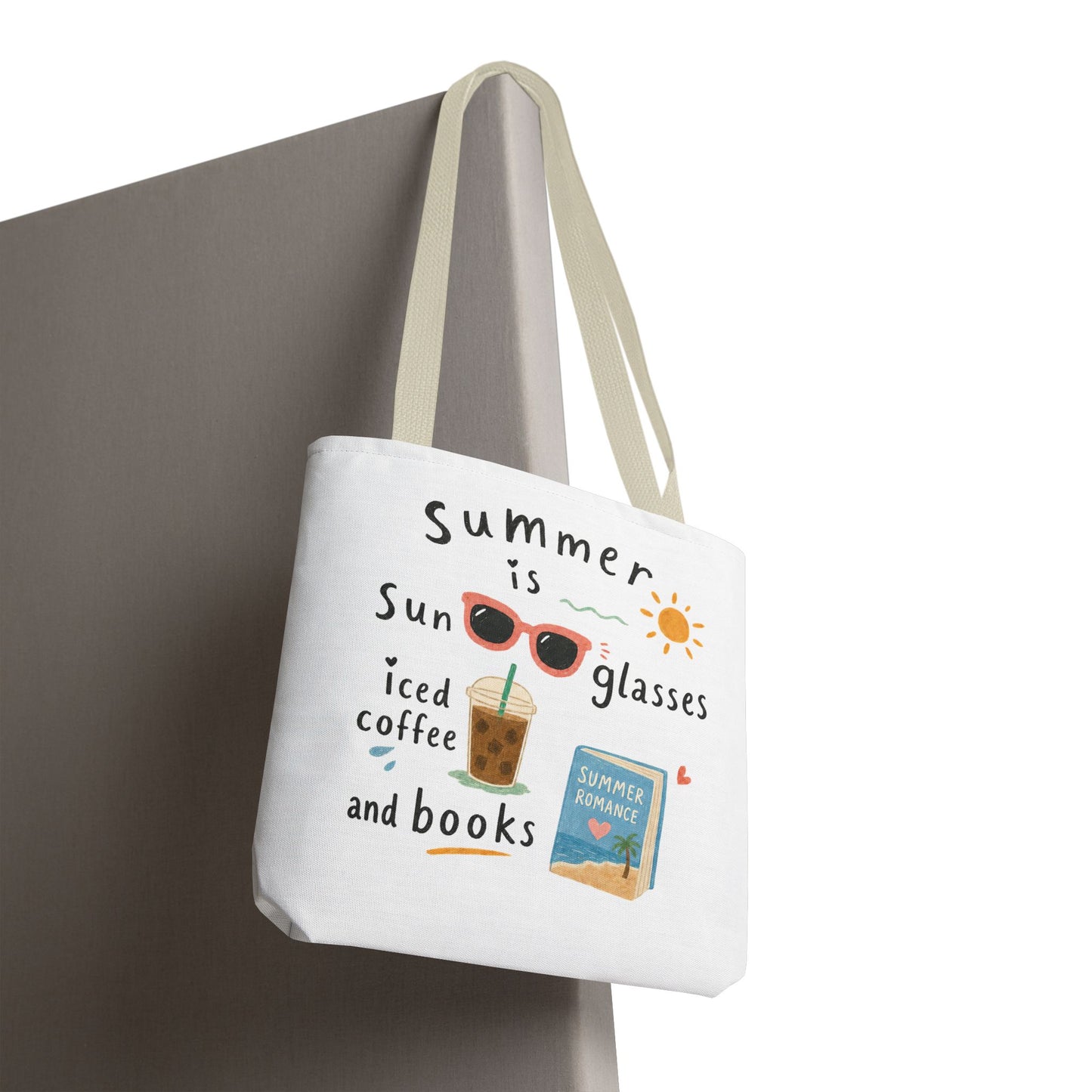 Summer Tote Bag — “Summer is Sunglasses, Iced Coffee and Books” Beach Book Bag
