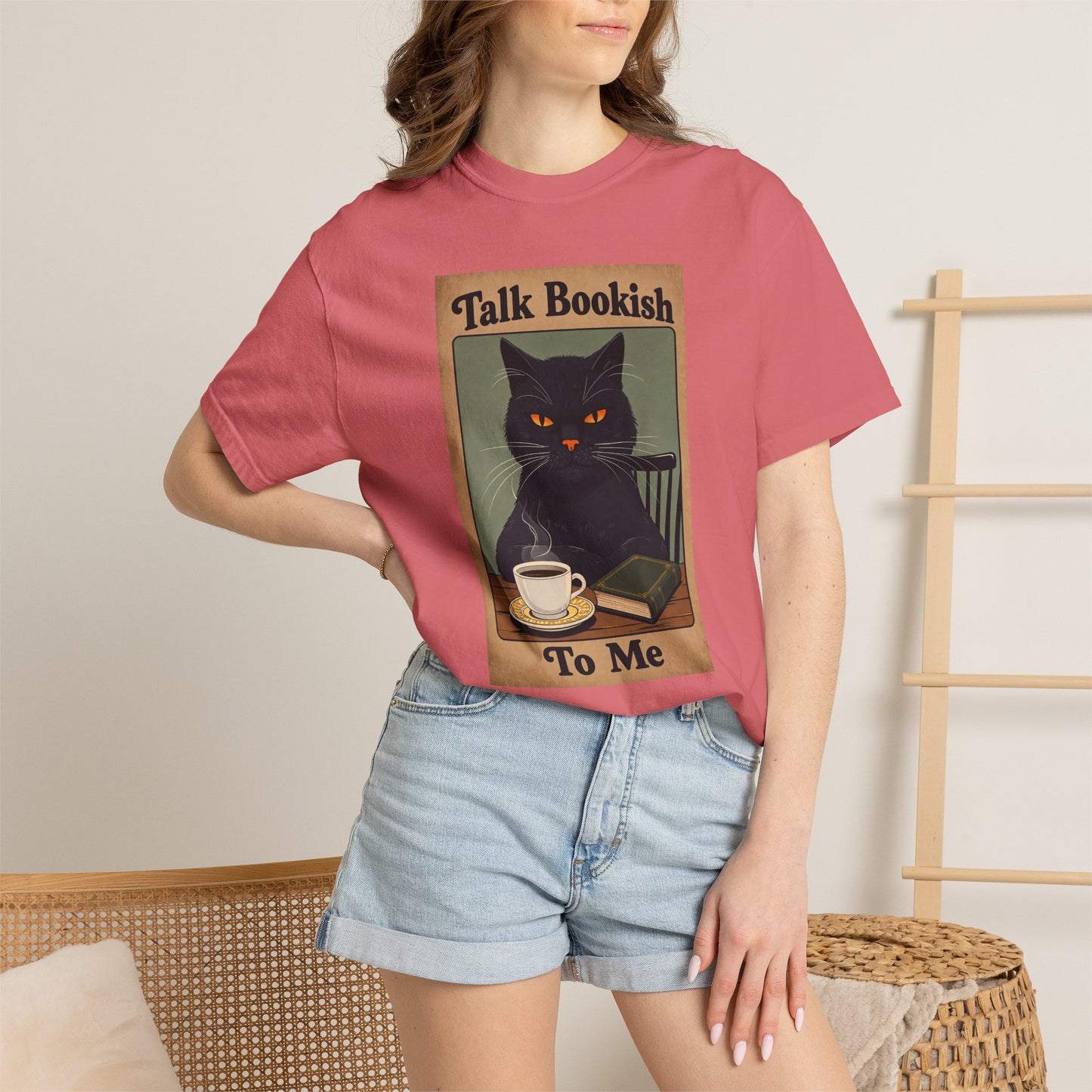 "Talk Bookish To Me" Cat T-Shirt