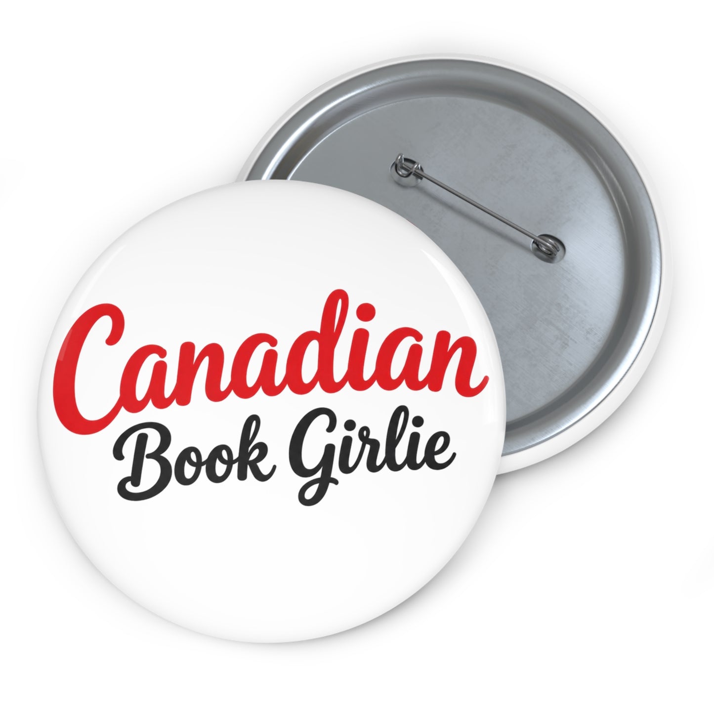 Pin Button — "Canadian Book Girlie" Book Lover Badge