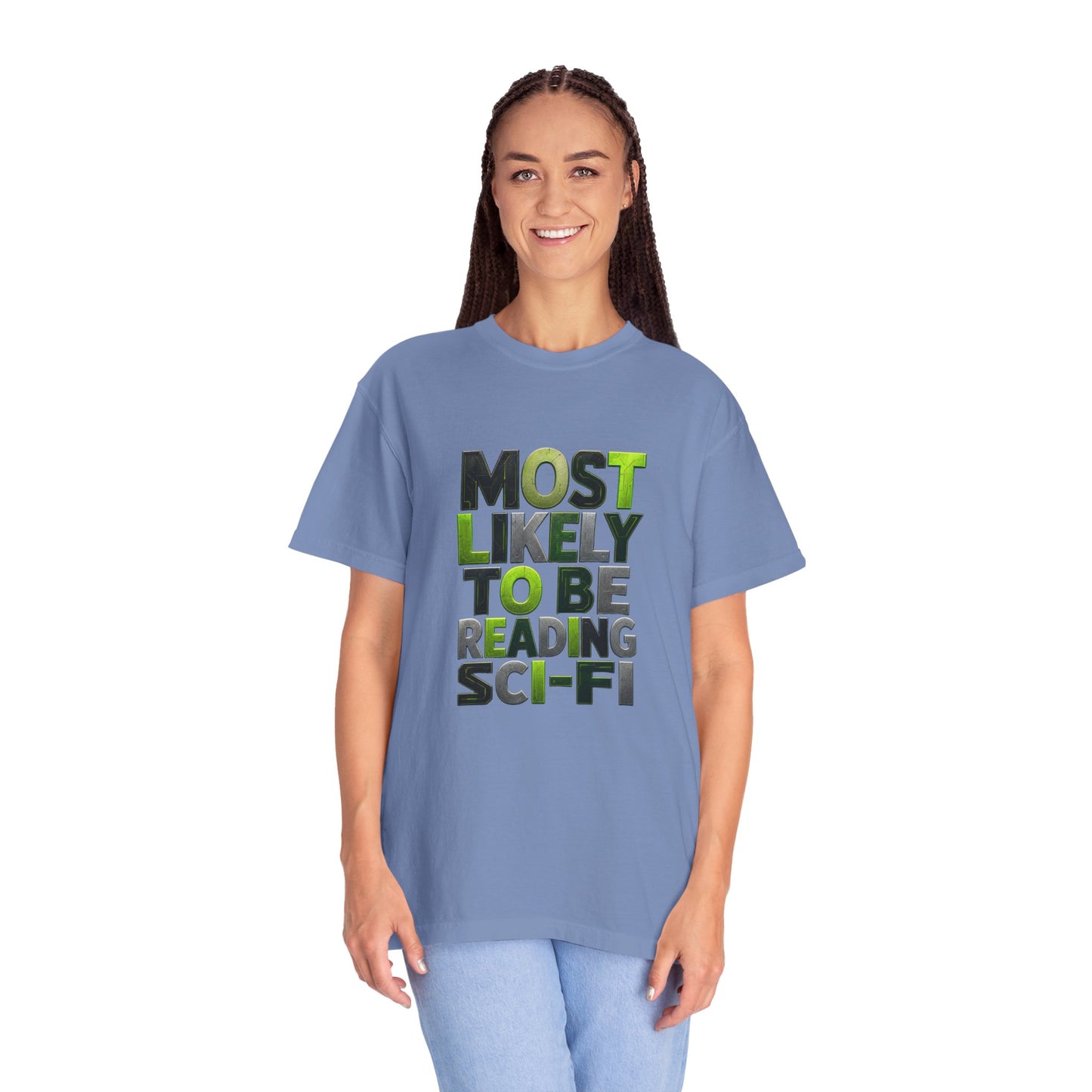 "Most Likely To Be Reading Sci‑Fi" T-Shirt for Science Fiction Book Lovers