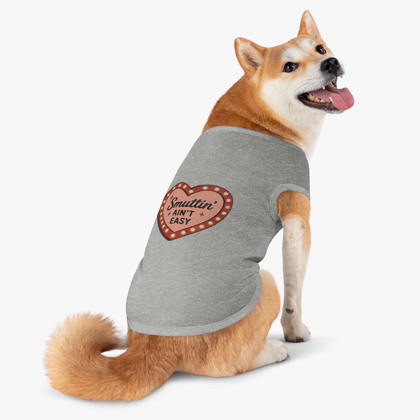 Pet Tank Top — “Smuttin' Ain’t Easy” Smut Readers Heart Marquee Dog Shirt