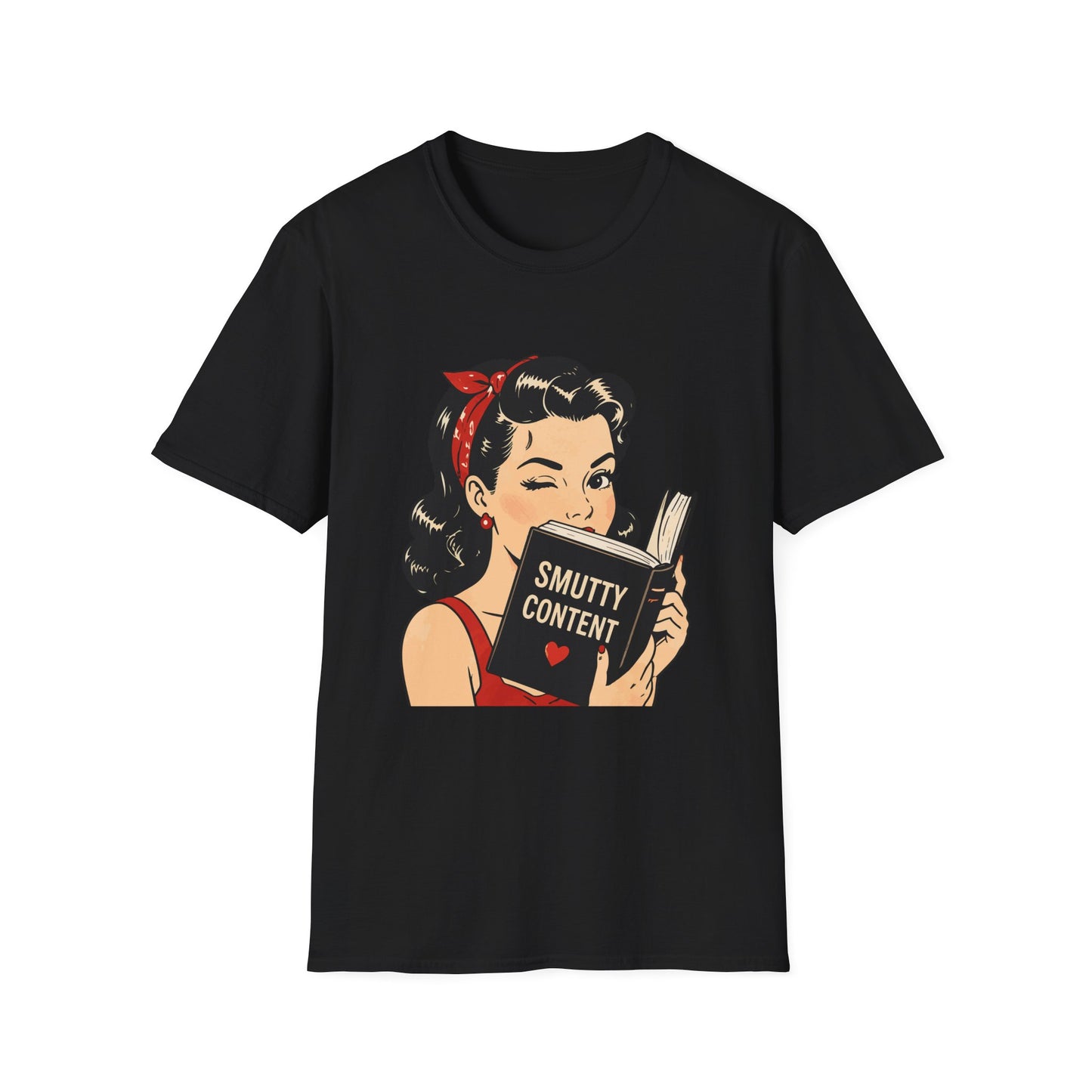 Lightweight Fabric - Vintage Pin-up Reading Tee — "Smutty Content" Graphic T-Shirt