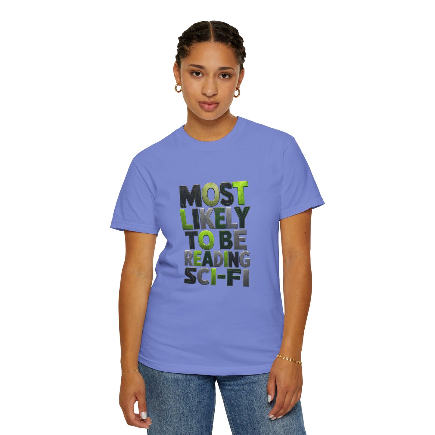 "Most Likely To Be Reading Sci‑Fi" T-Shirt for Science Fiction Book Lovers