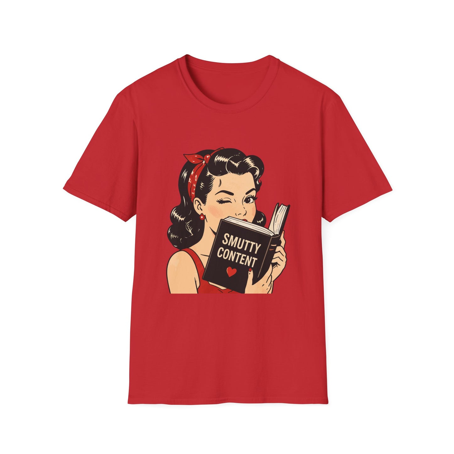 Lightweight Fabric - Vintage Pin-up Reading Tee — "Smutty Content" Graphic T-Shirt