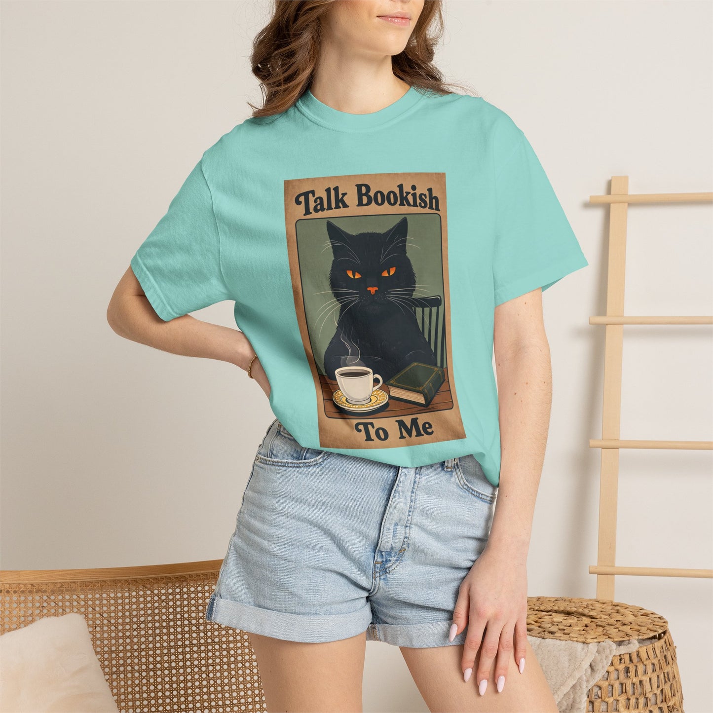 "Talk Bookish To Me" Cat T-Shirt