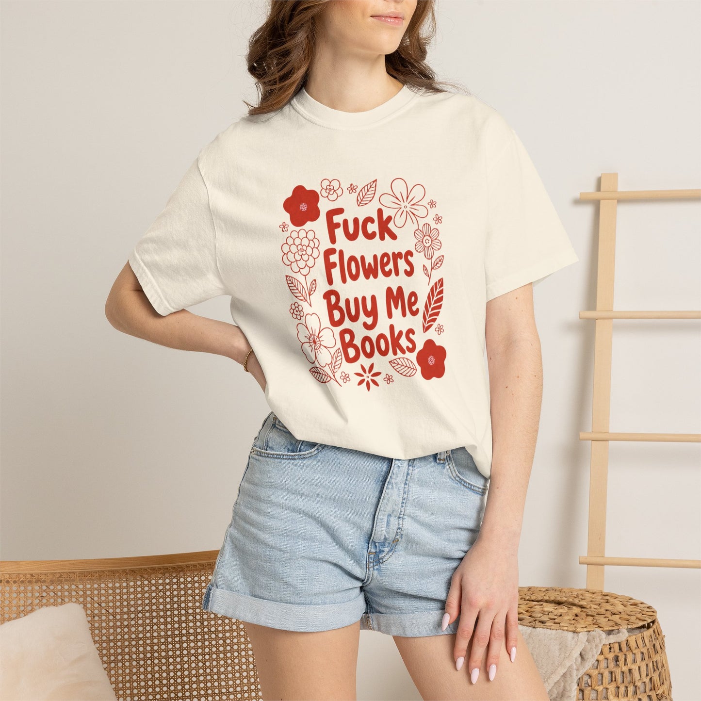 “Fuck Flowers Buy Me Books” Floral Graphic Tee