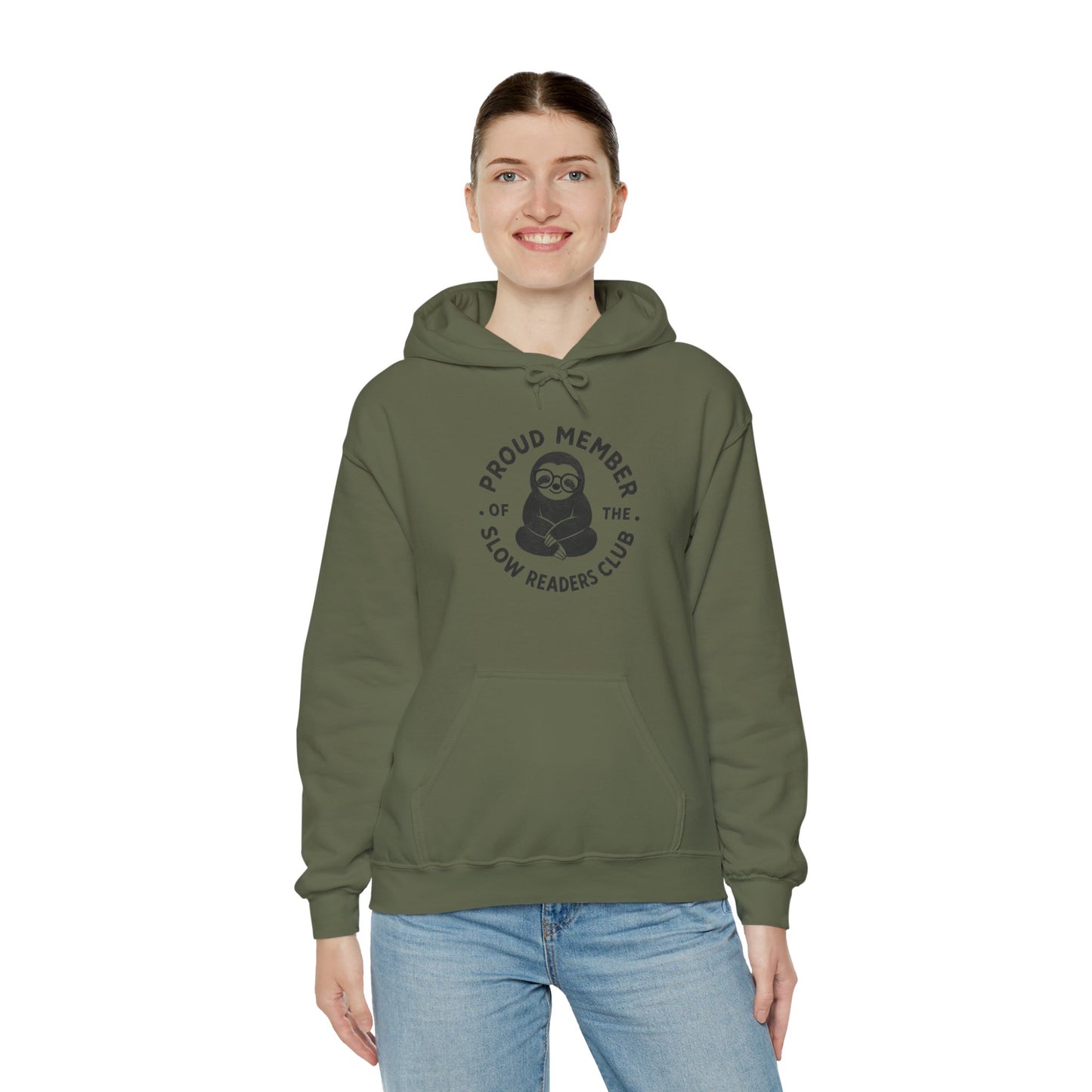 "Proud Member of the Slow Readers Club" Sloth Reading Hoodie