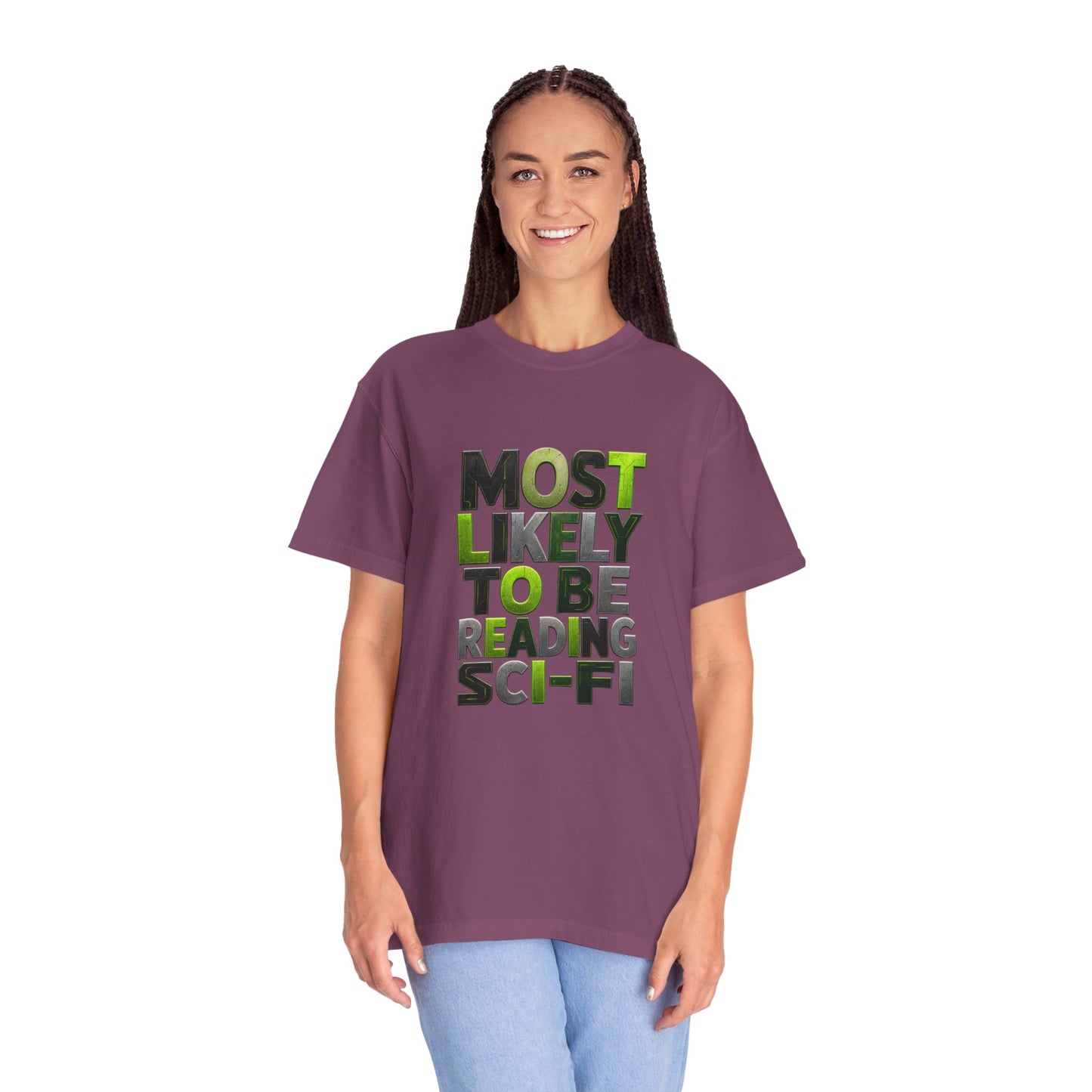 "Most Likely To Be Reading Sci‑Fi" T-Shirt for Science Fiction Book Lovers