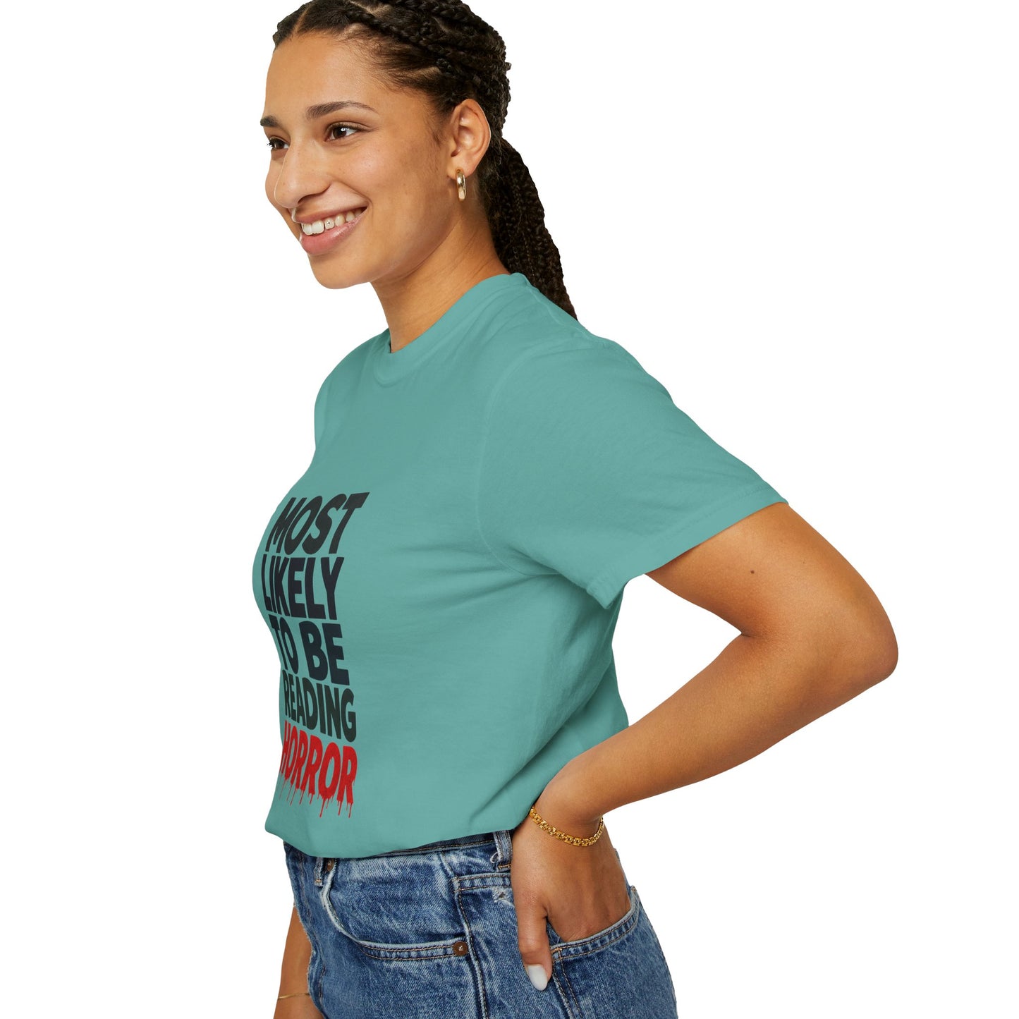 Horror Reader T-Shirt — "Most Likely to Be Reading Horror" Graphic Tee