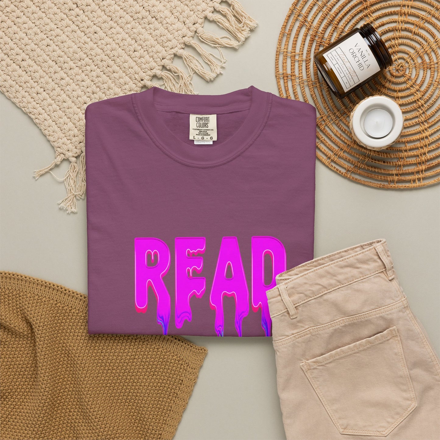 "READ" Dripping Graphic T-Shirt — Psychedelic Melting Book Design
