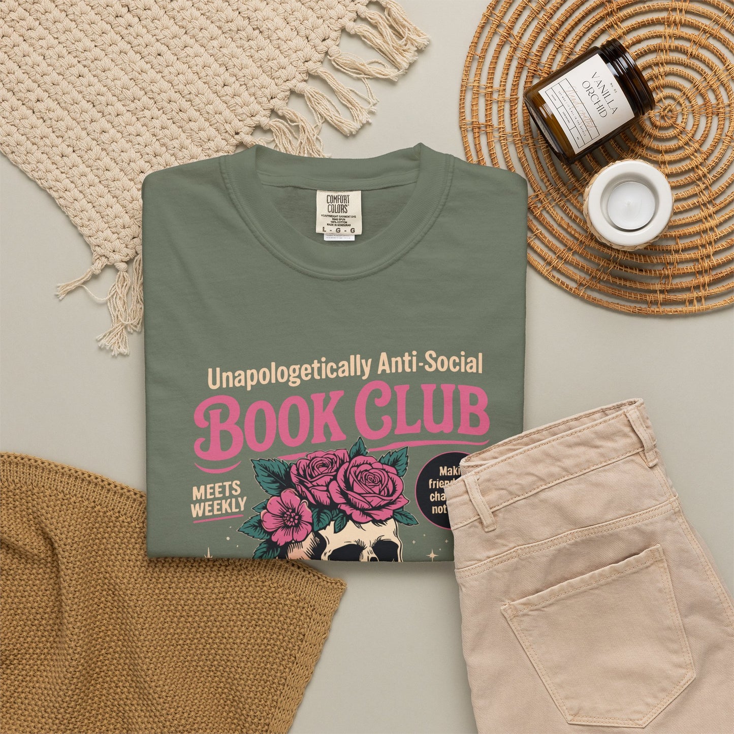 "Unapologetically Anti-Social Book Club" T-Shirt — Skull & Books Graphic Tee for Avid Readers
