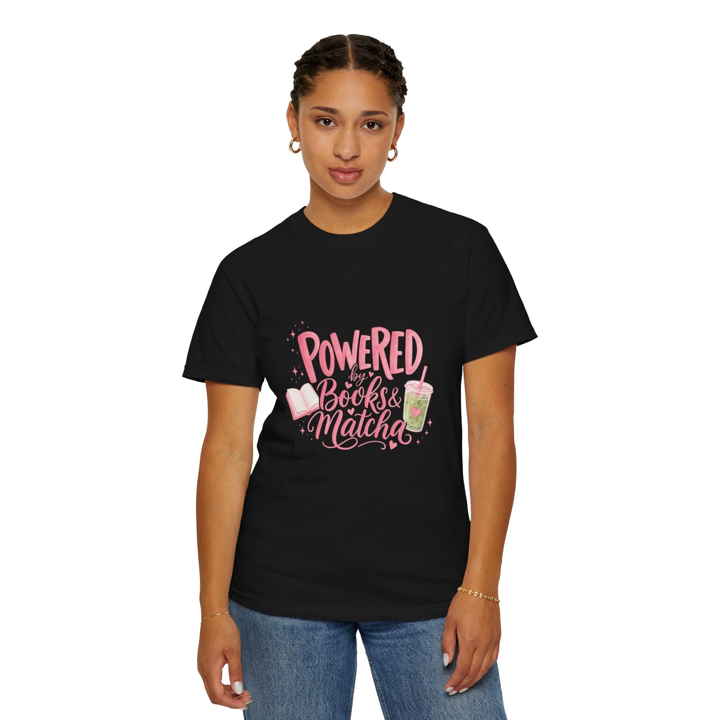 "Powered by Books & Matcha" T-Shirt