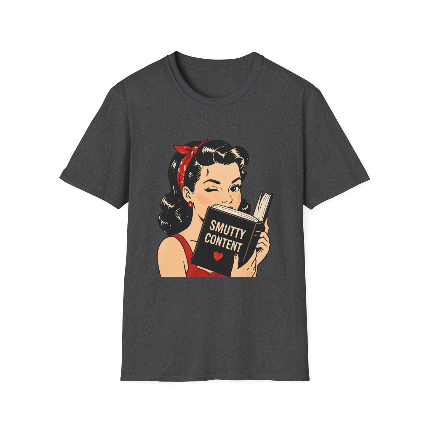 Lightweight Fabric - Vintage Pin-up Reading Tee — "Smutty Content" Graphic T-Shirt