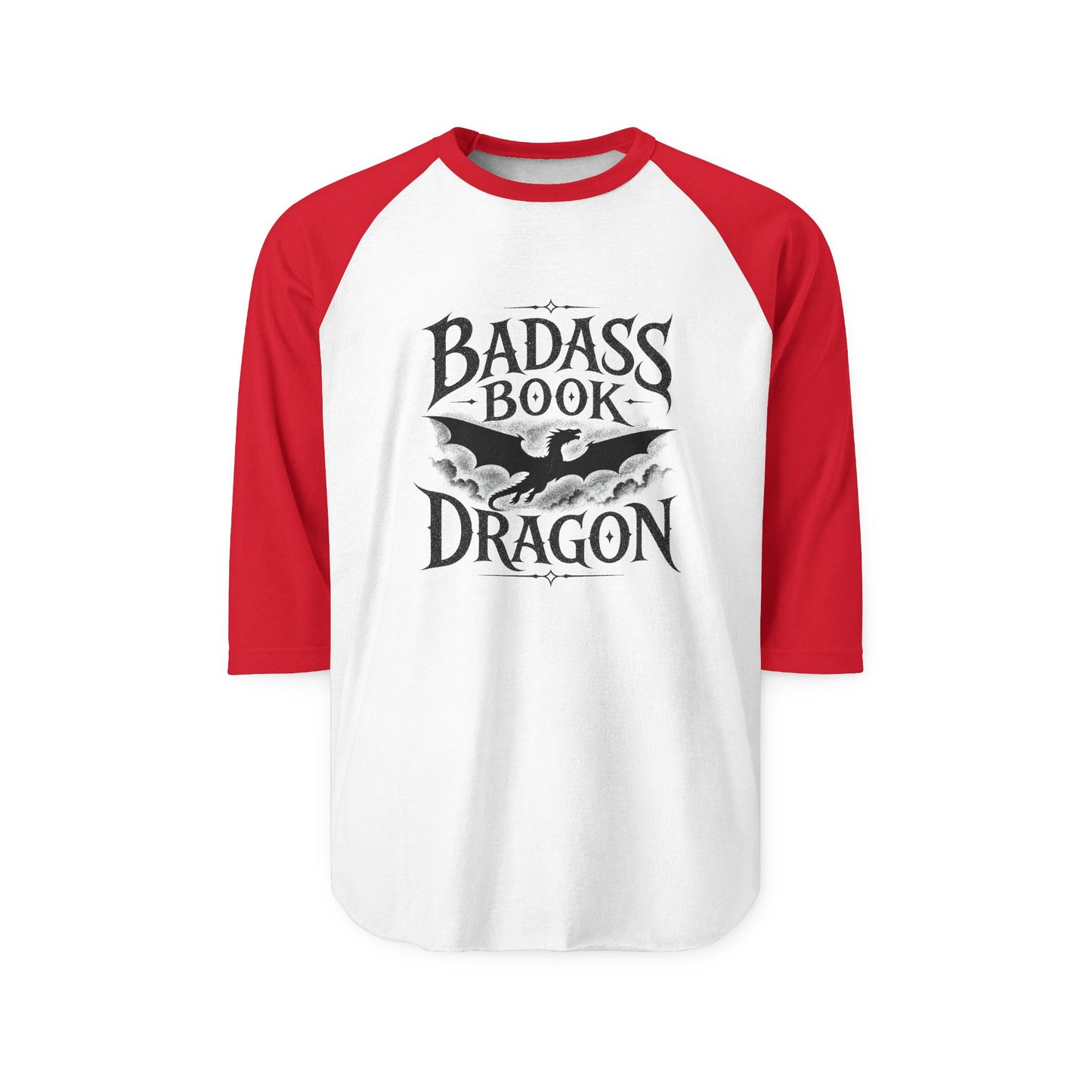 "Badass Book Dragon" Raglan Shirt — 3/4 Sleeve Reading Tee