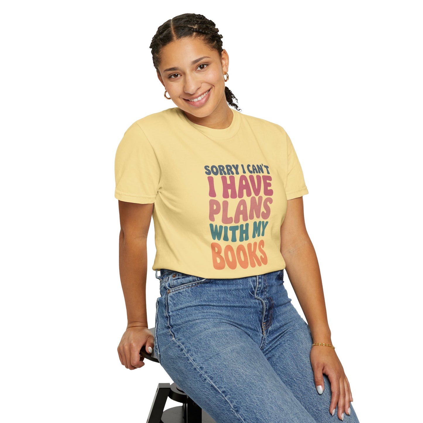 Book Lover T-Shirt — "Sorry I Can't, I Have Plans With My Books" Graphic Tee