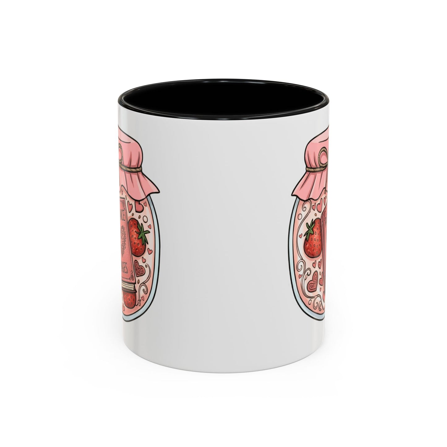 "Romance Pages" Jam Jar Coffee Mug — Cute Strawberry Jam Romance Readers Mug (11/15oz)