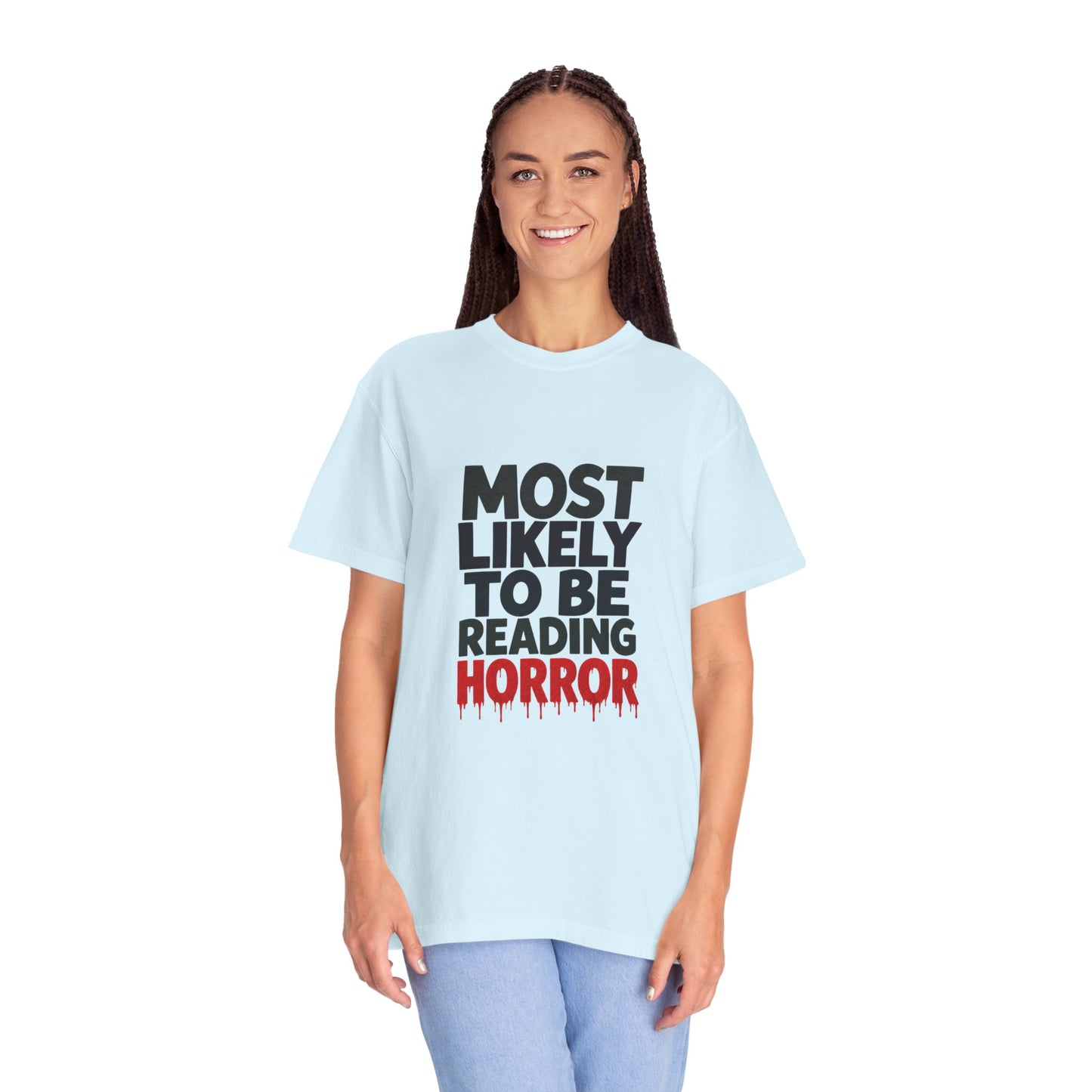 Horror Reader T-Shirt — "Most Likely to Be Reading Horror" Graphic Tee