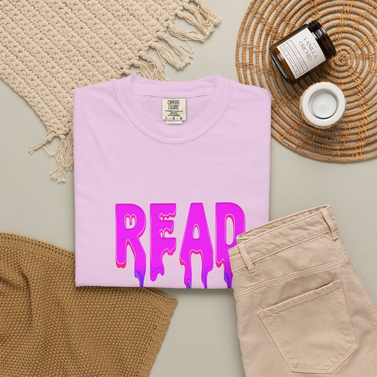 "READ" Dripping Graphic T-Shirt — Psychedelic Melting Book Design