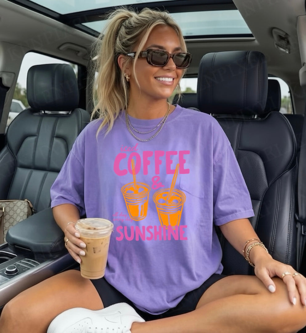 T-shirt Café glacé et soleil