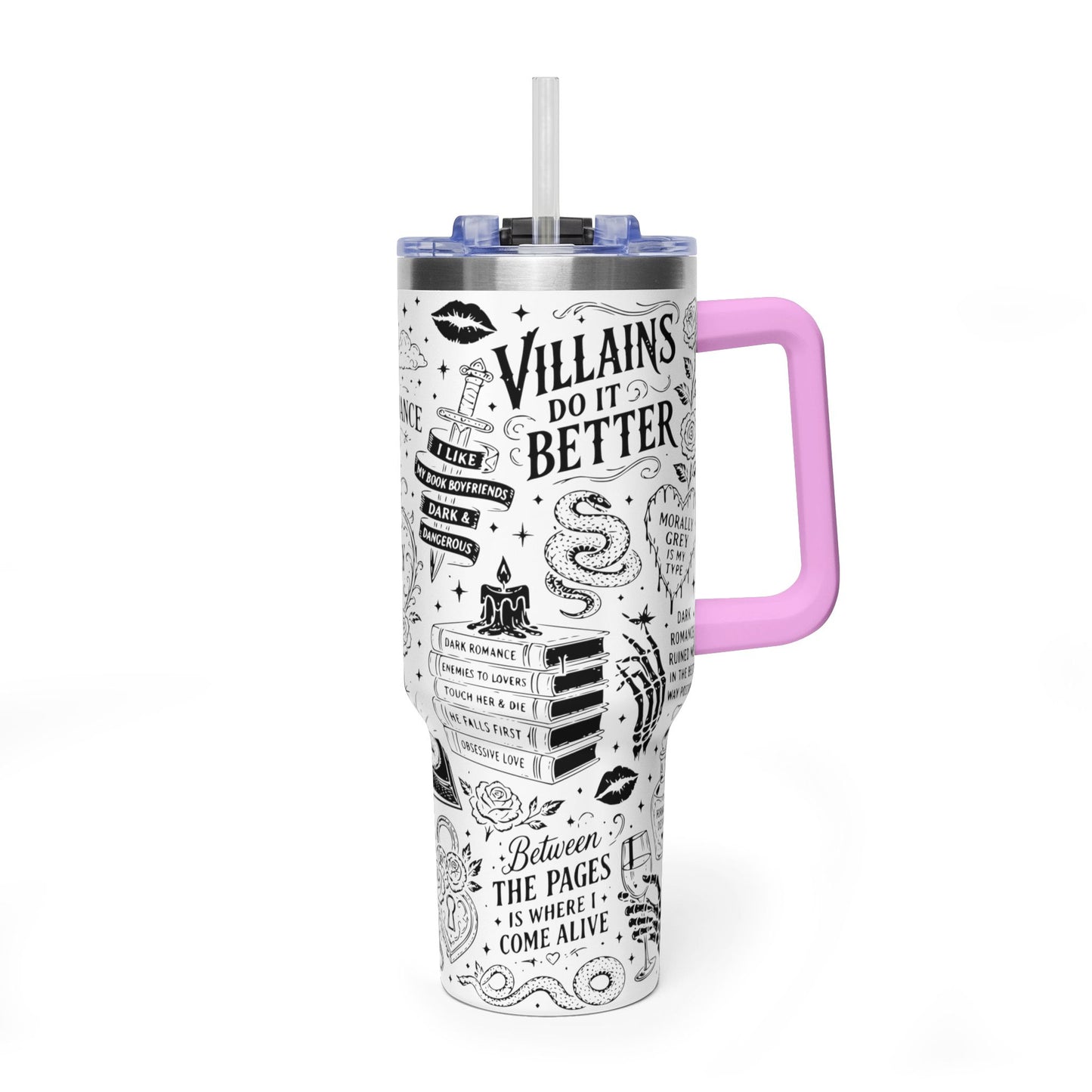 40oz Tumbler — "In My Dark Romance Era (Probably Smut)" Graphic Vacuum Travel Mug
