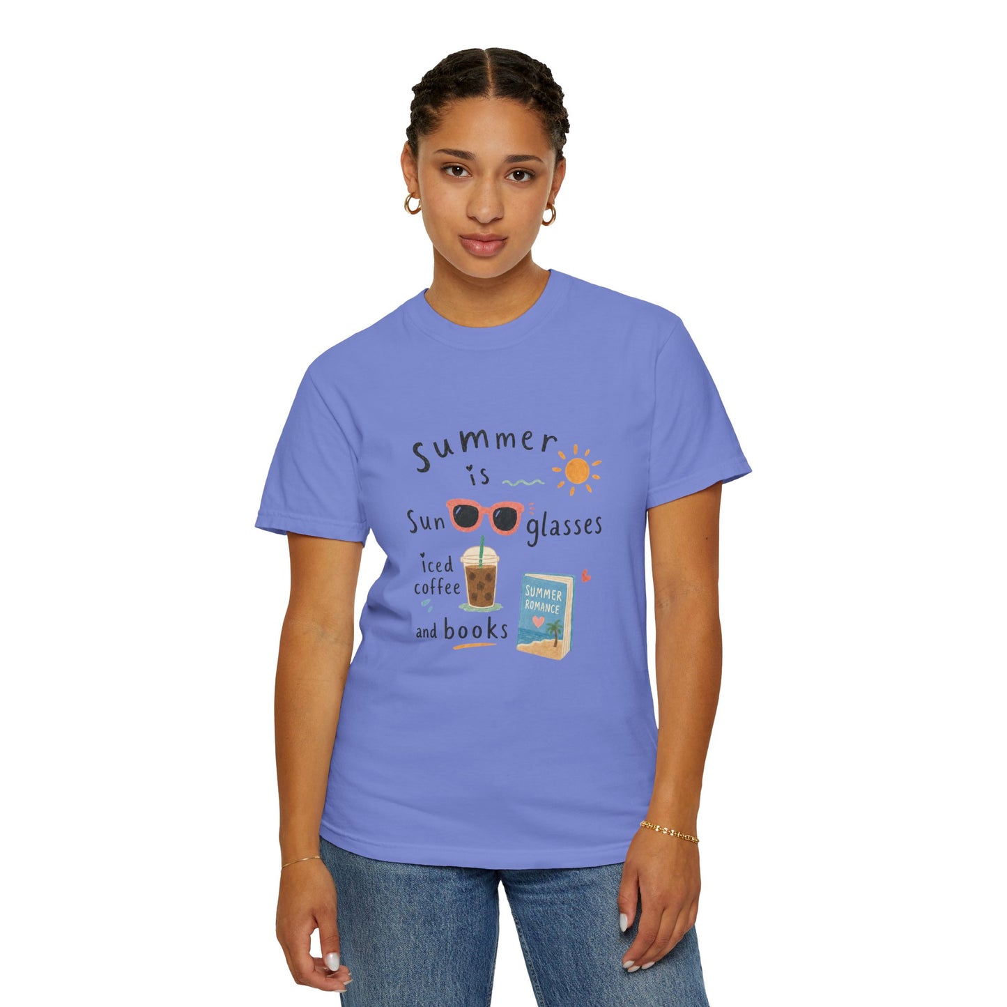 "Summer Is Sunglasses, Iced Coffee & Books" T-Shirt