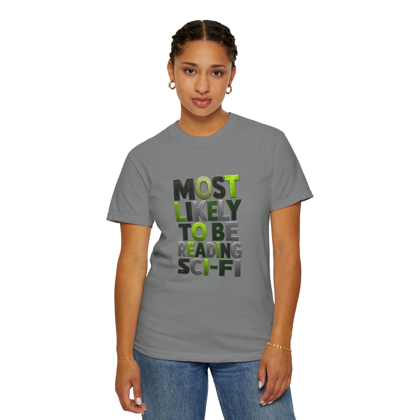 "Most Likely To Be Reading Sci‑Fi" T-Shirt for Science Fiction Book Lovers