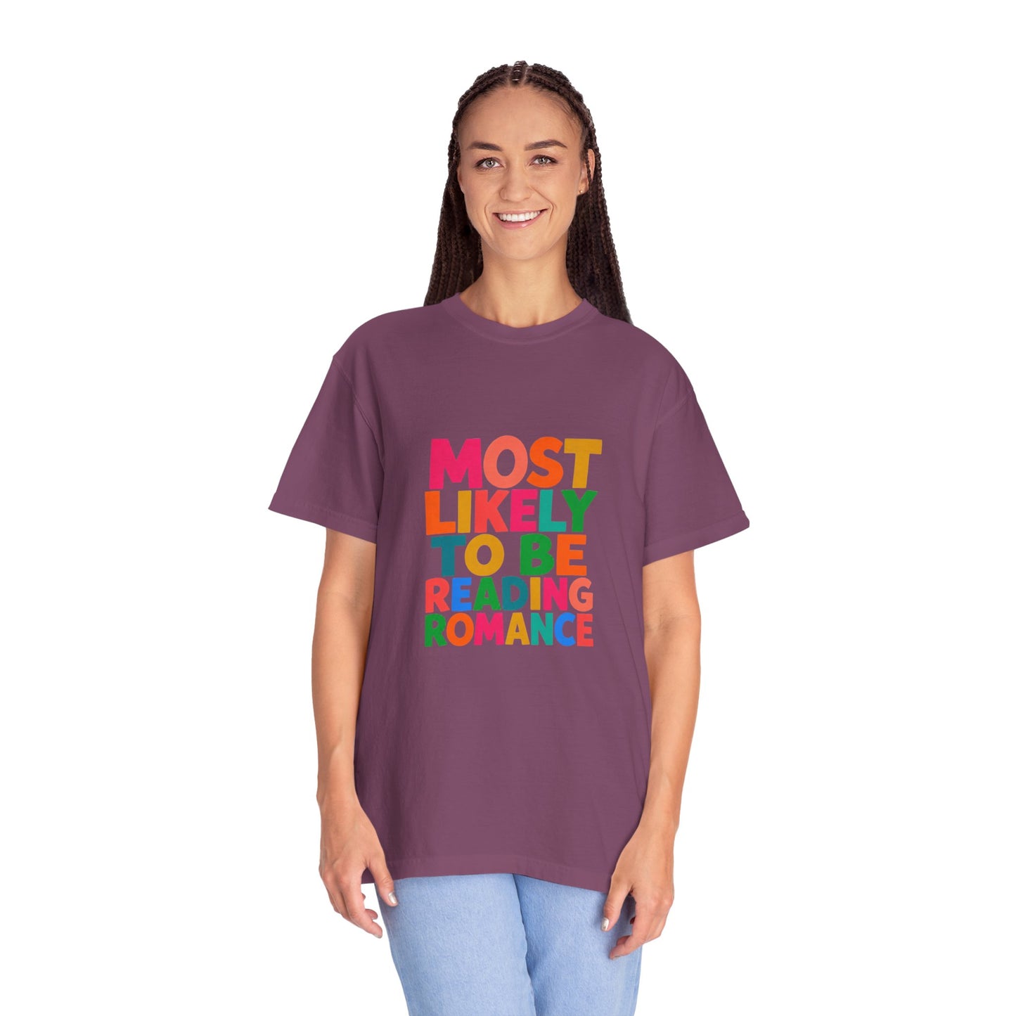 "Most Likely to Be Reading Romance" Colourful Book Lover Tee