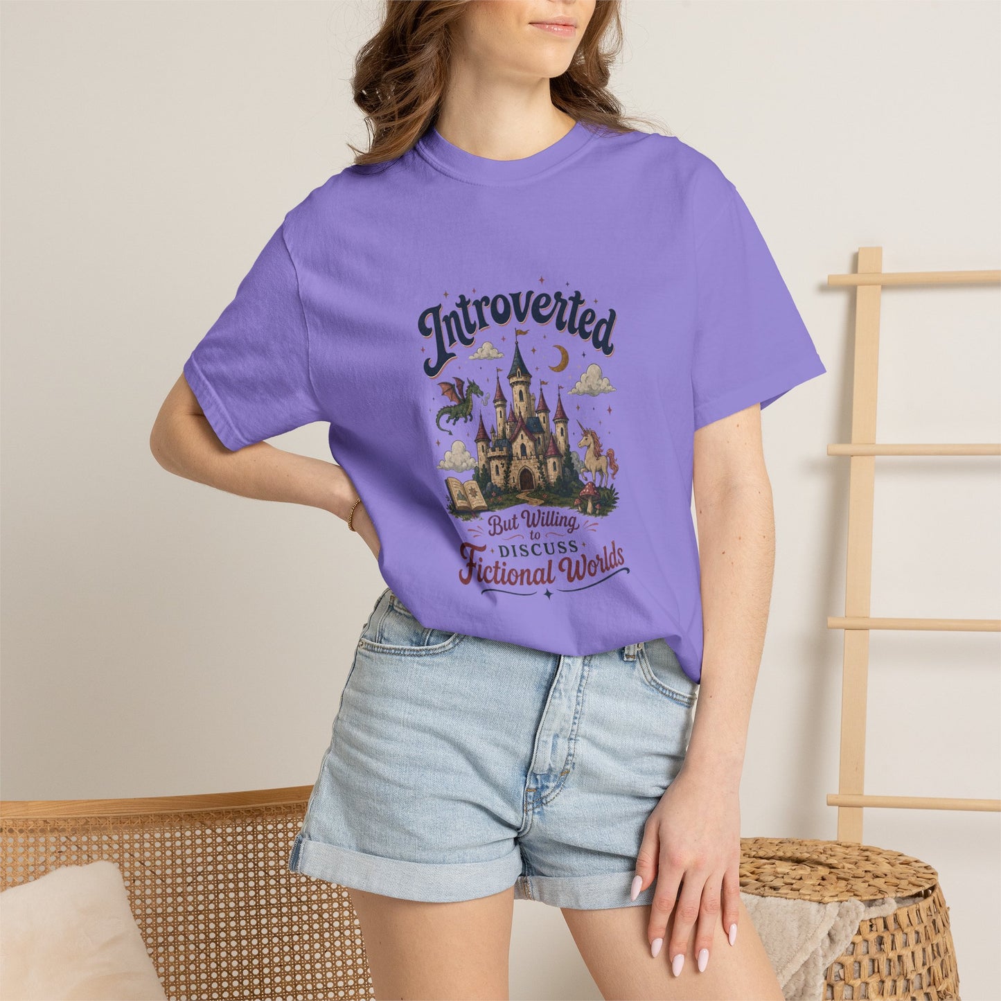 "Introverted But Willingly Discuss Fictional Worlds" Fantasy Lovers T-Shirt