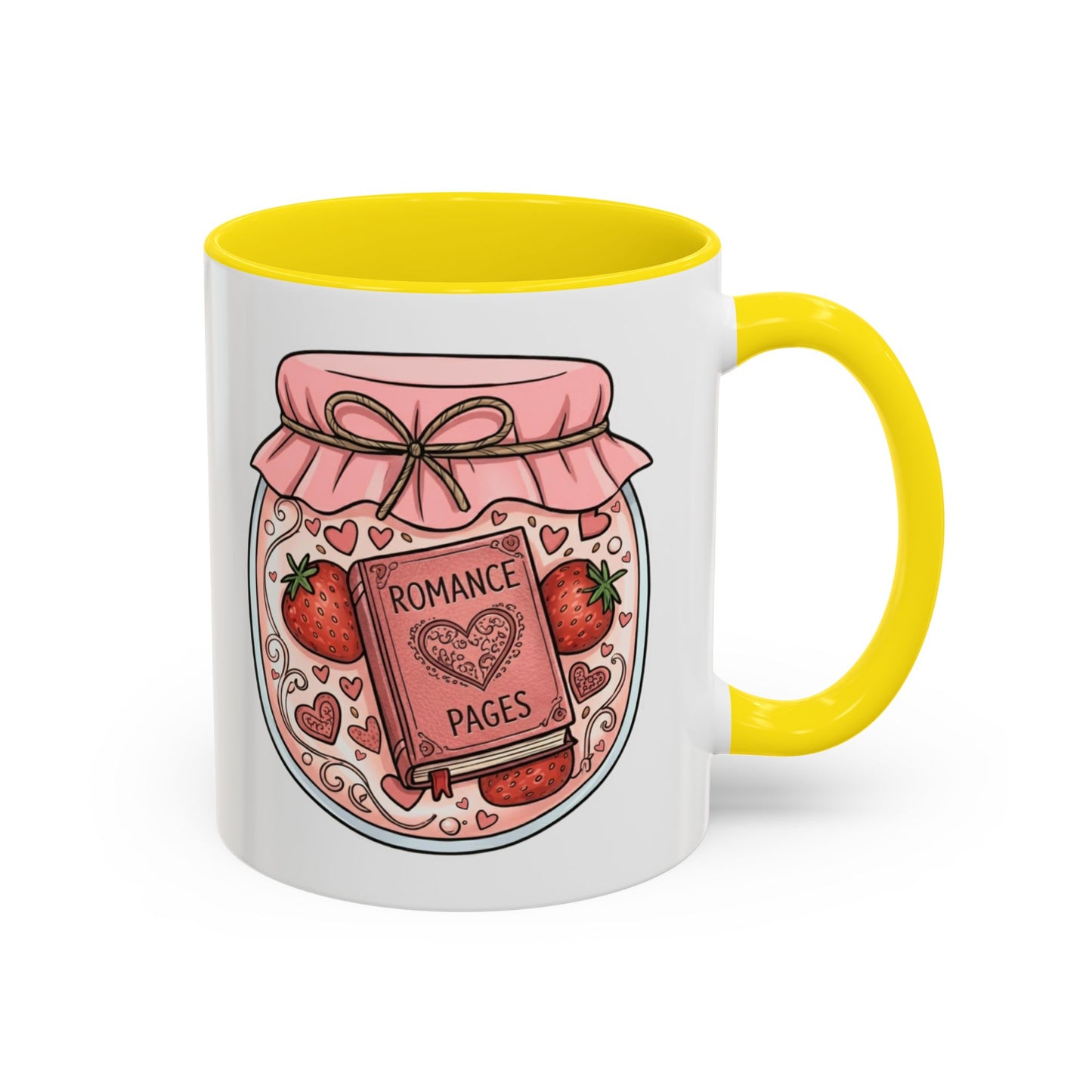 "Romance Pages" Jam Jar Coffee Mug — Cute Strawberry Jam Romance Readers Mug (11/15oz)