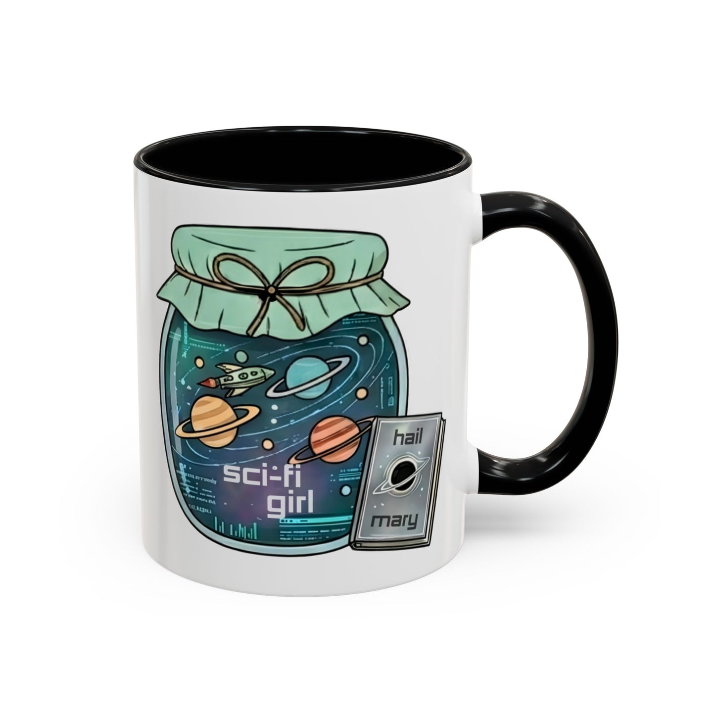 "Sci‑Fi Girl" JamJar Mug — Space Planets Accent Coffee Cup (11/15oz)