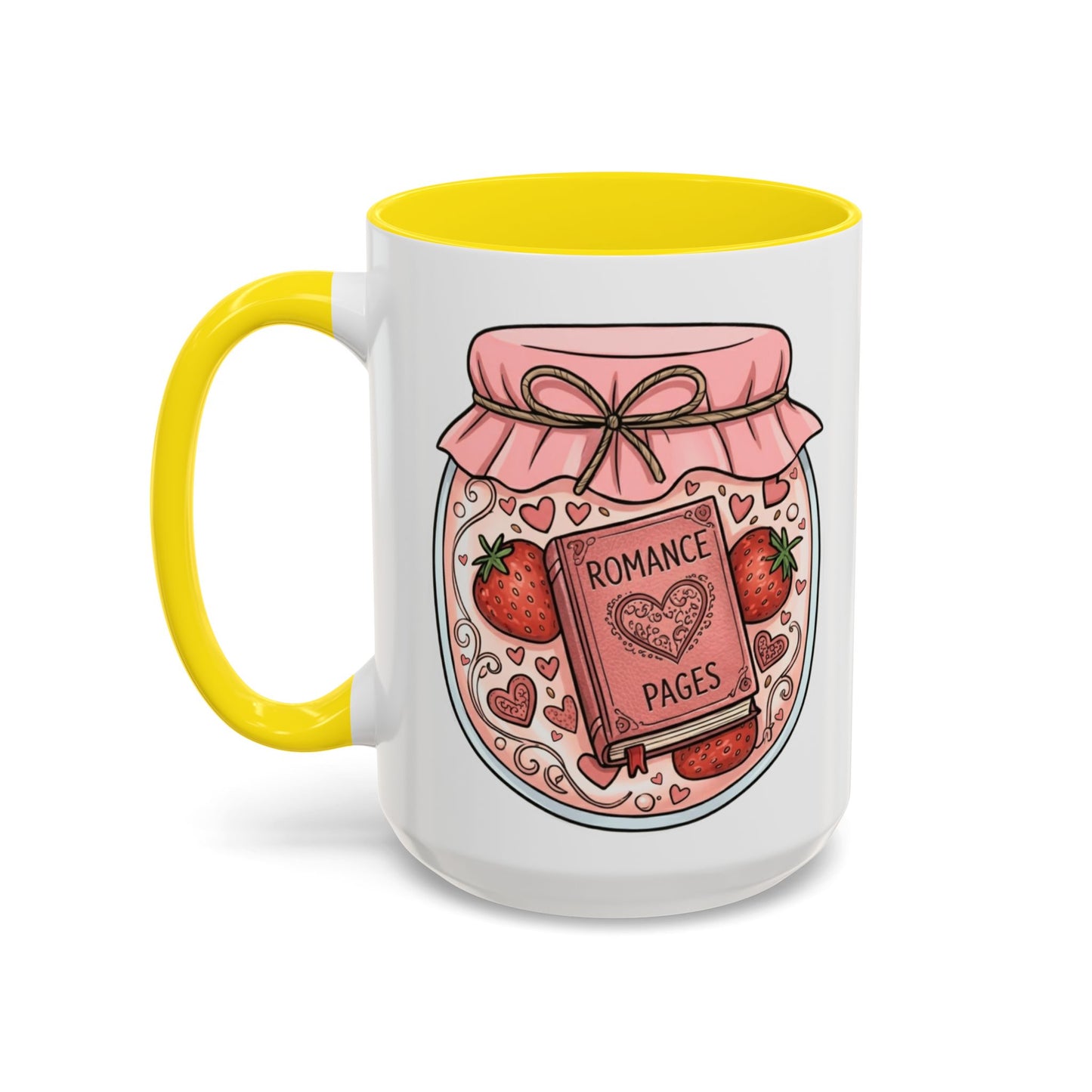 "Romance Pages" Jam Jar Coffee Mug — Cute Strawberry Jam Romance Readers Mug (11/15oz)