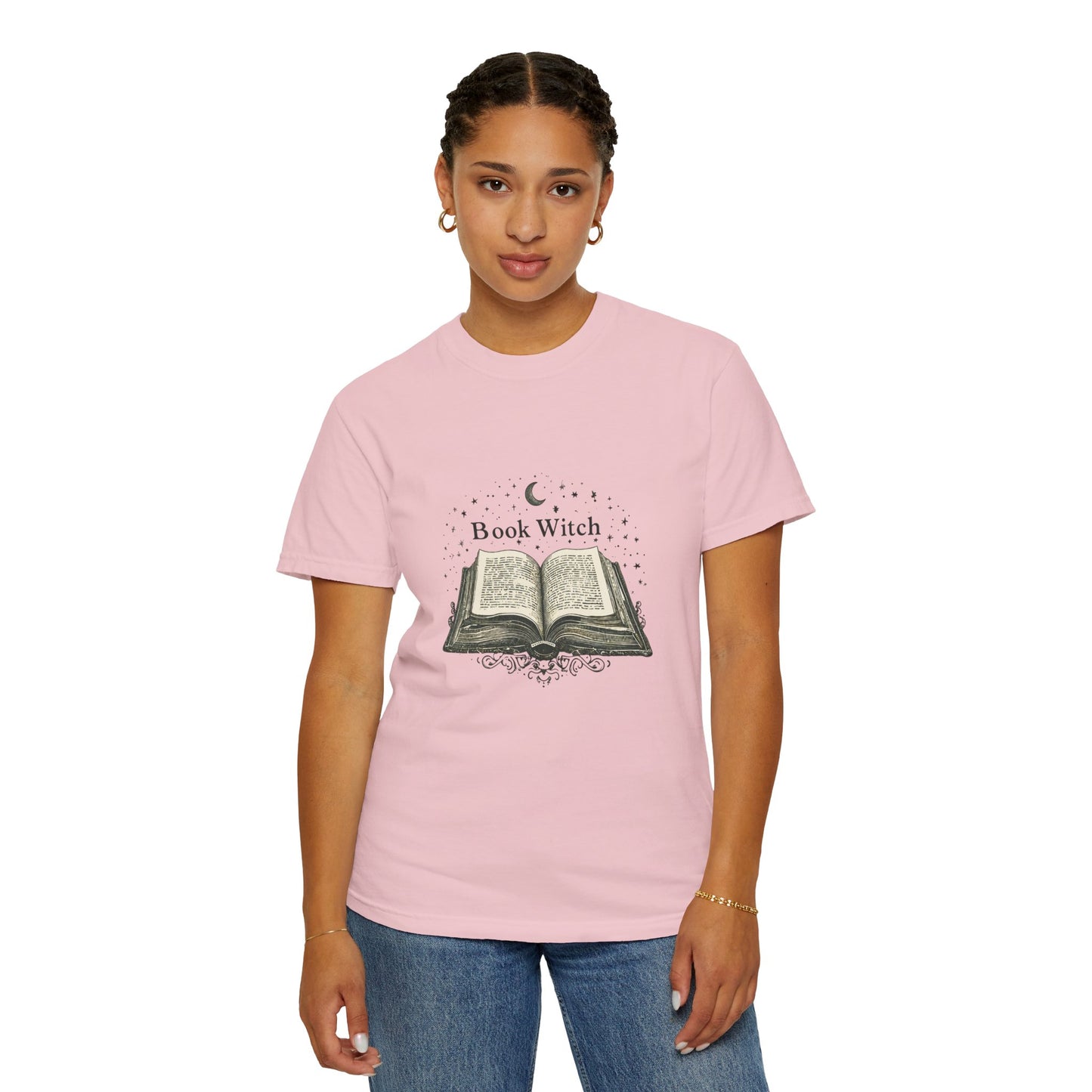 "Book Witch" T-Shirt — Vintage Open Spellbook Design for Readers & Witches