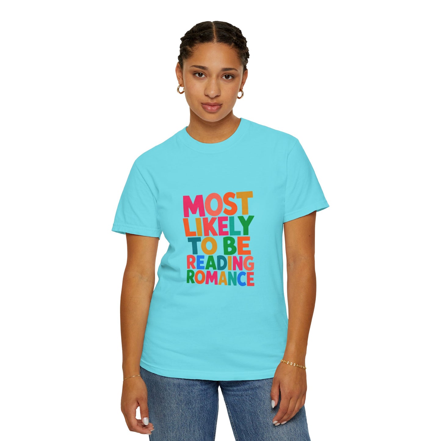"Most Likely to Be Reading Romance" Colourful Book Lover Tee