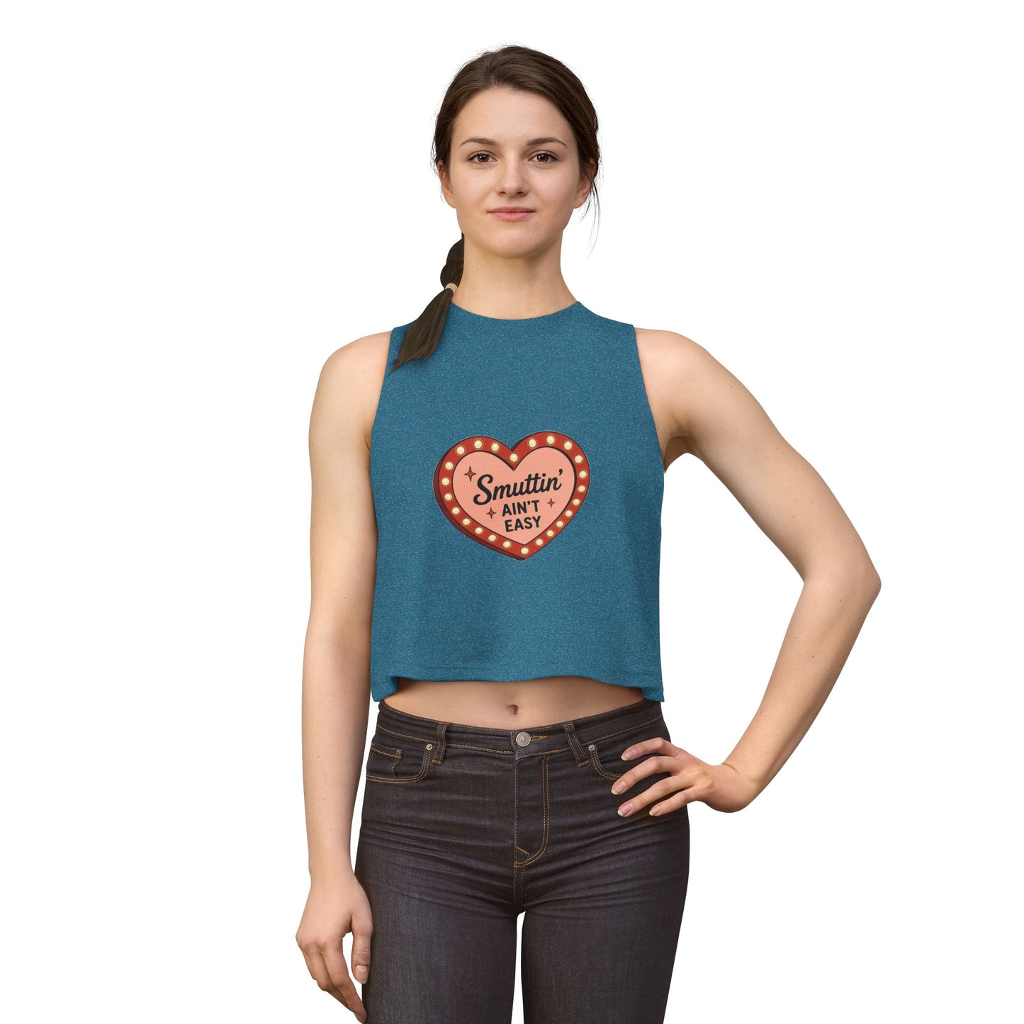 Smut Readers Crop Top — "Smuttin Ain't Easy" Retro Heart Graphic