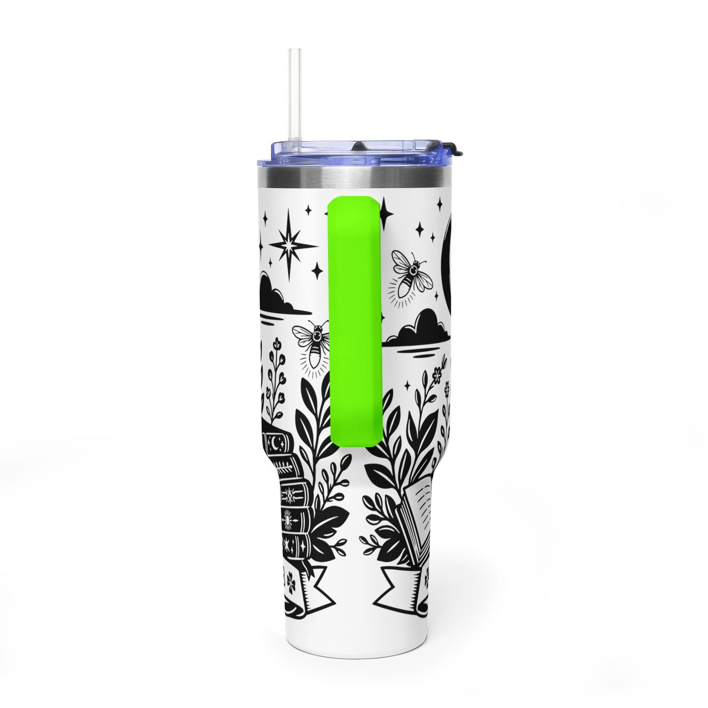 40oz Vacuum Tumbler — "Late Night Reading Club" Lantern & Moon Book Lover Travel Mug