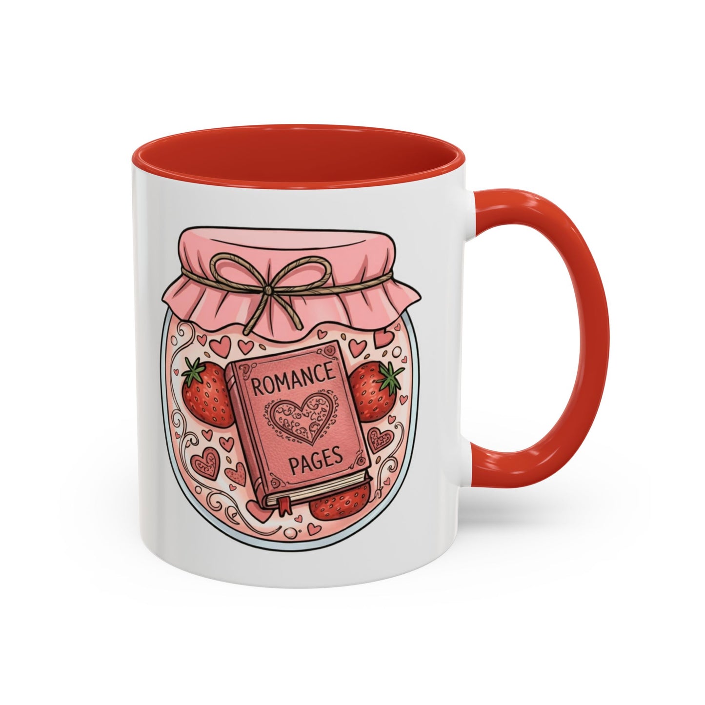 "Romance Pages" Jam Jar Coffee Mug — Cute Strawberry Jam Romance Readers Mug (11/15oz)