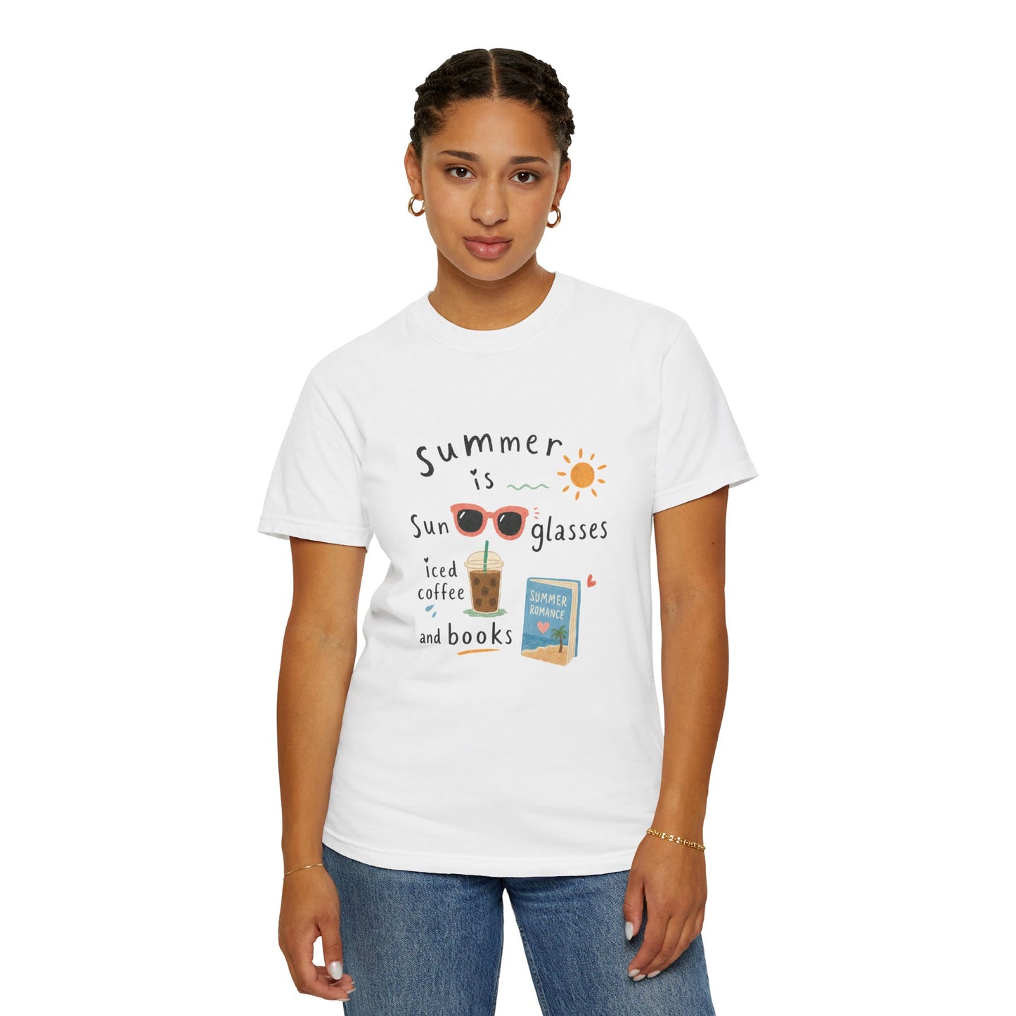 "Summer Is Sunglasses, Iced Coffee & Books" T-Shirt
