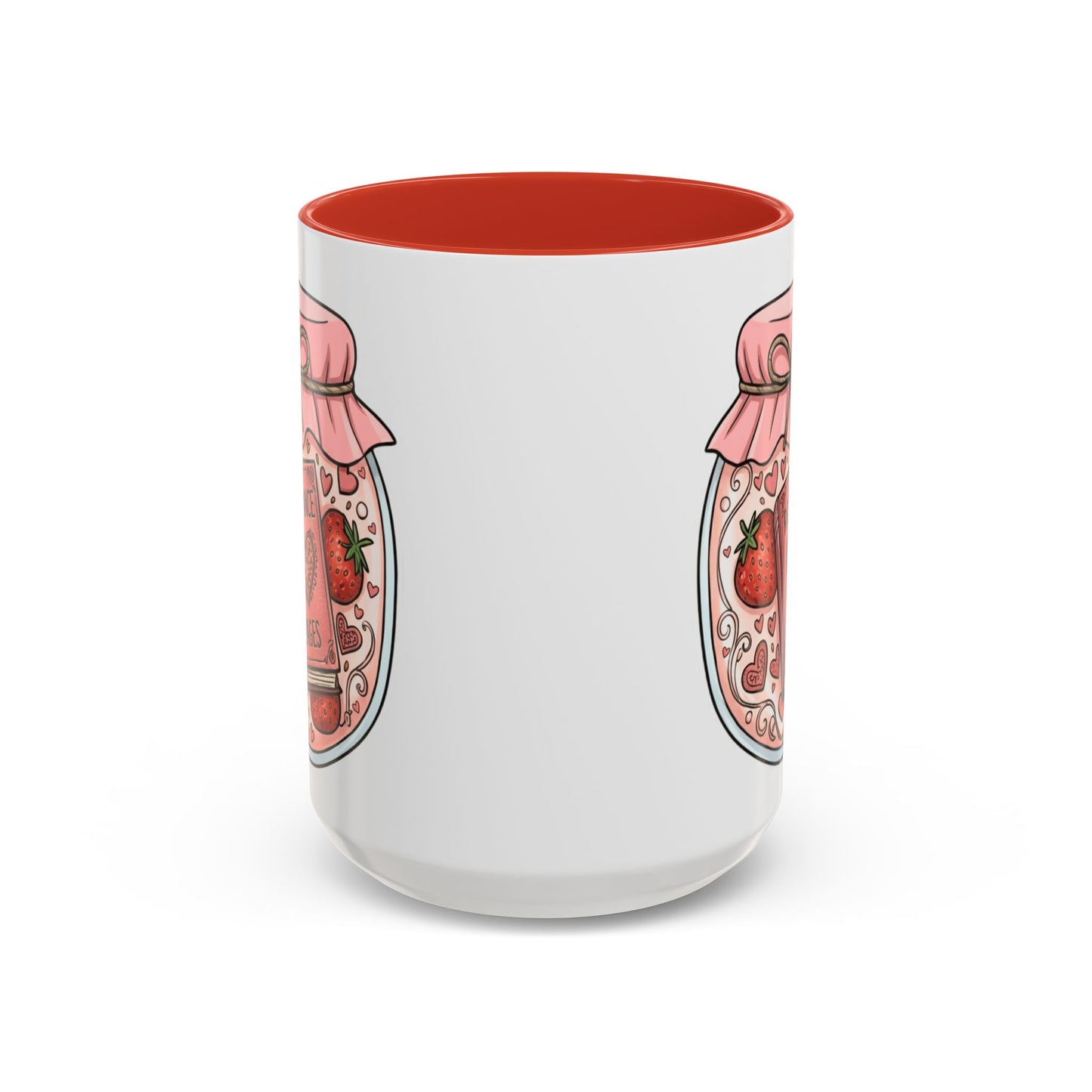 "Romance Pages" Jam Jar Coffee Mug — Cute Strawberry Jam Romance Readers Mug (11/15oz)
