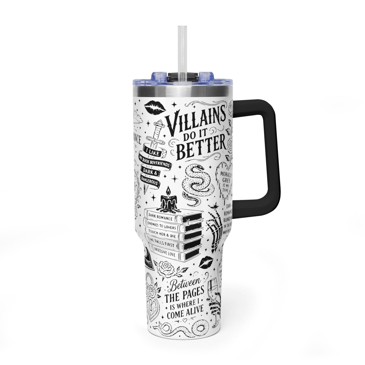 40oz Tumbler — "In My Dark Romance Era (Probably Smut)" Graphic Vacuum Travel Mug