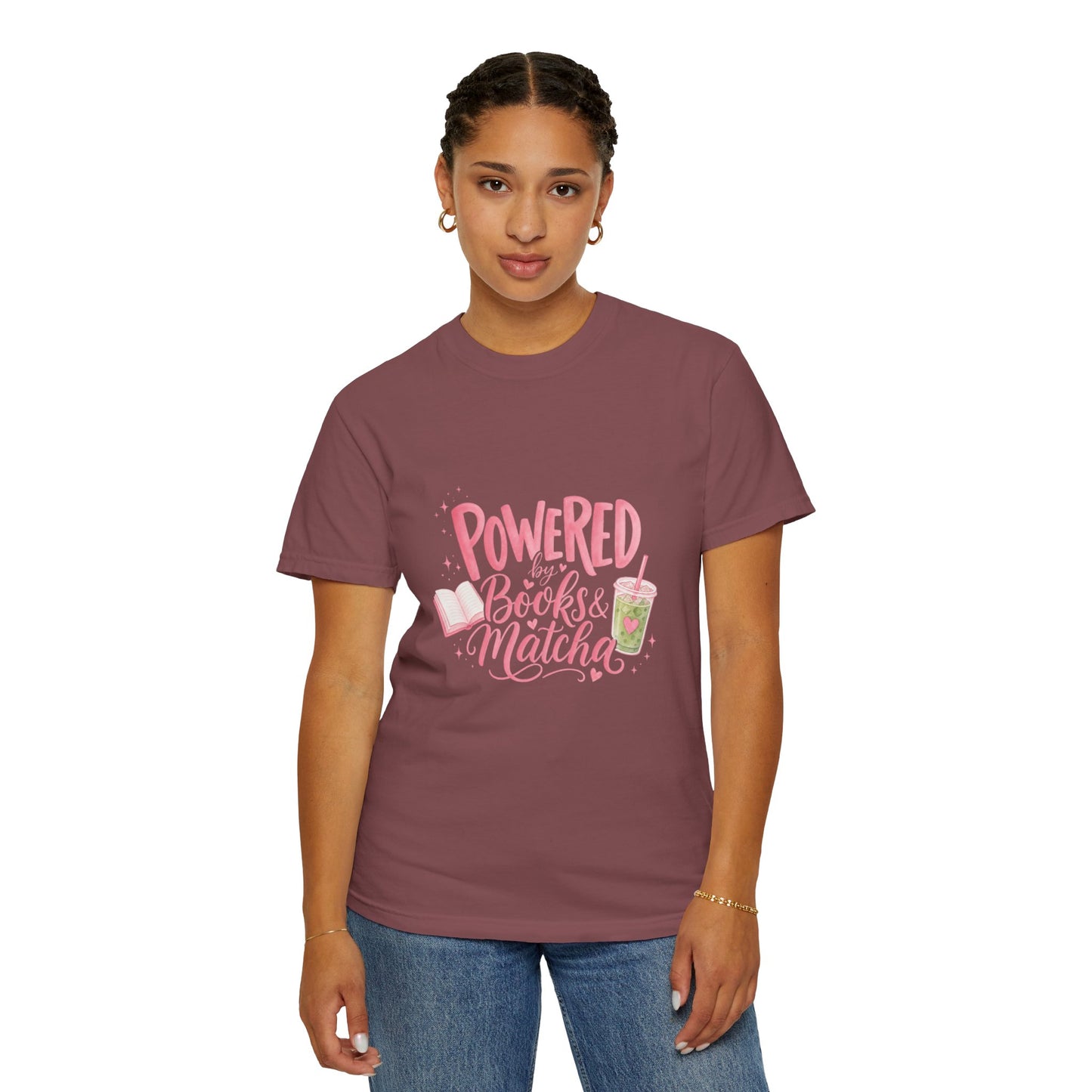 "Powered by Books & Matcha" T-Shirt