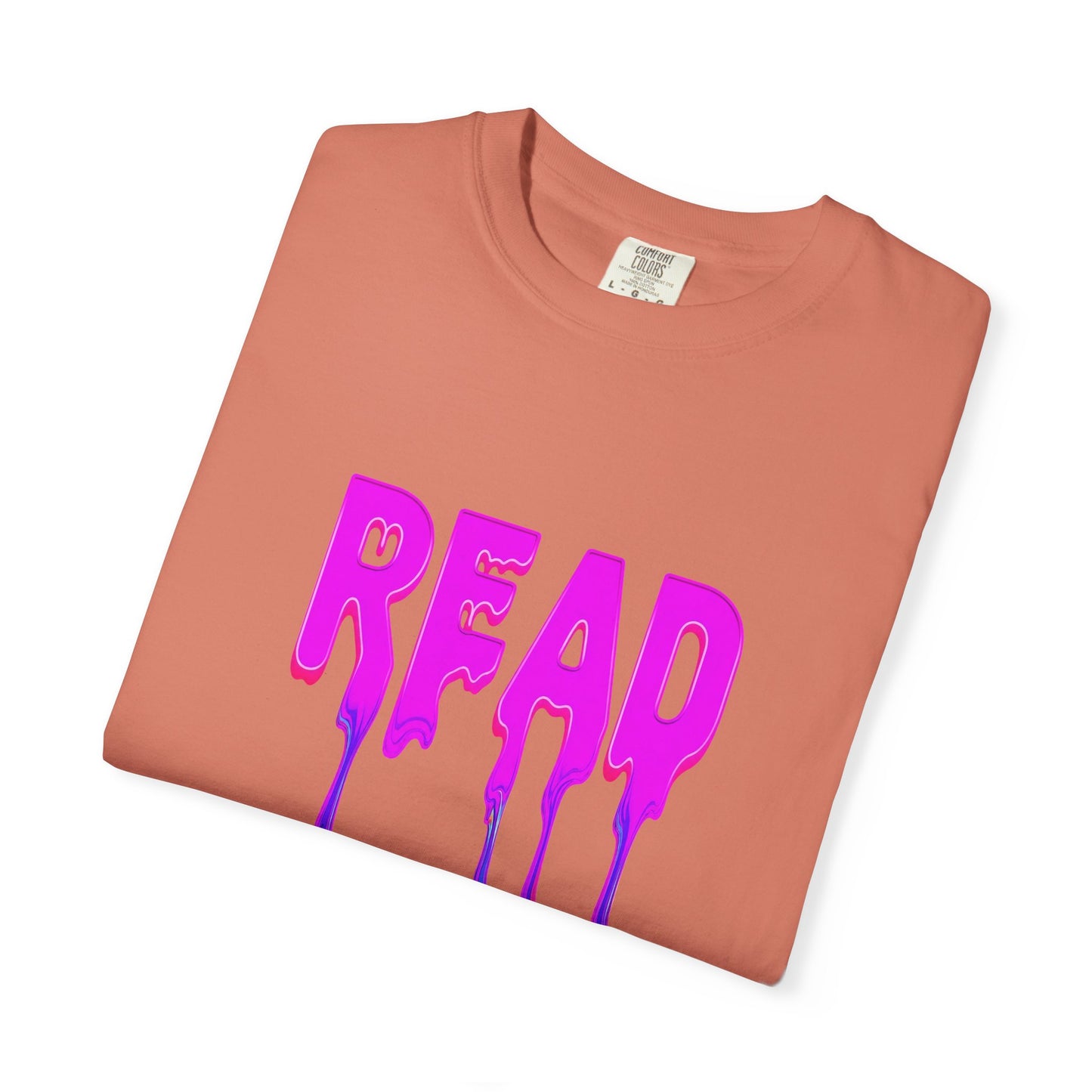 "READ" Dripping Graphic T-Shirt — Psychedelic Melting Book Design