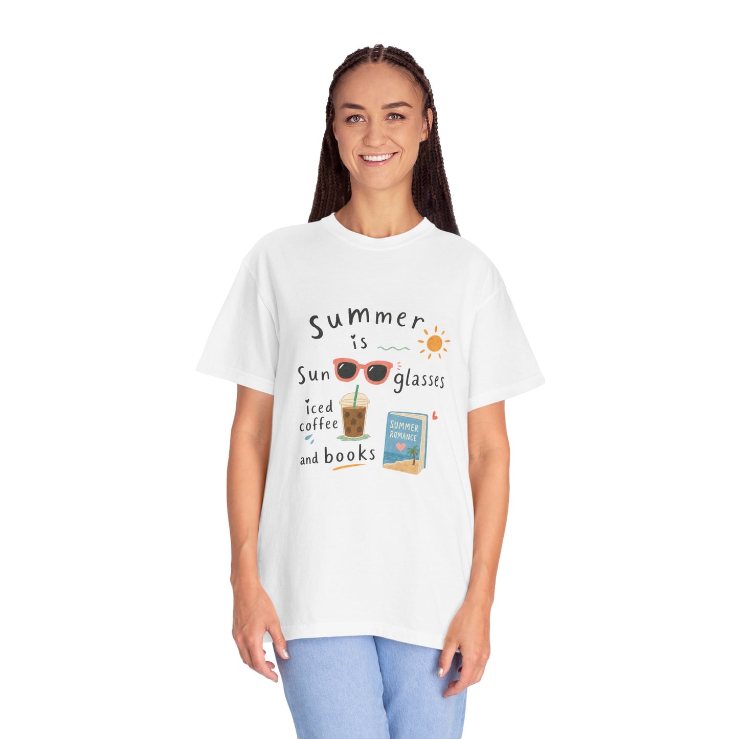 "Summer Is Sunglasses, Iced Coffee & Books" T-Shirt