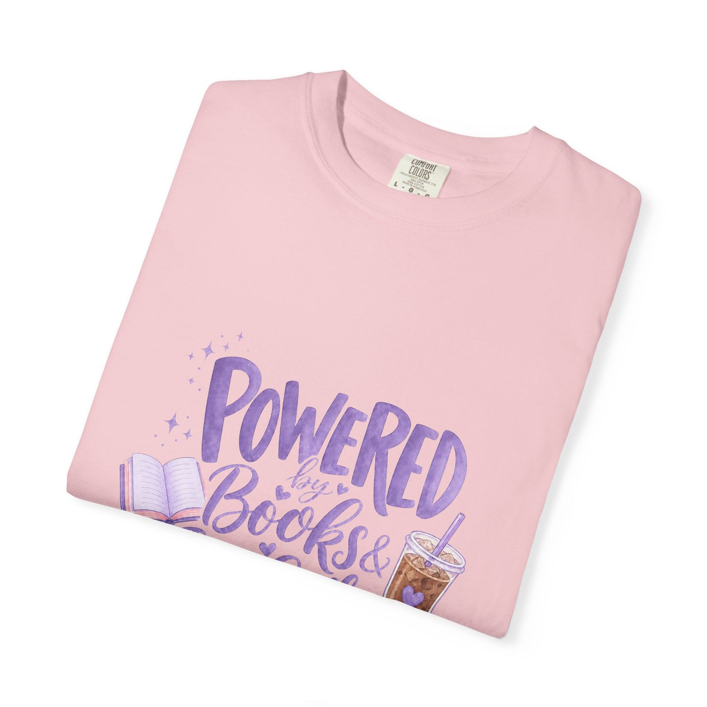 Book Lover T‑Shirt — "Powered by Books & Iced Coffee" Graphic Tee